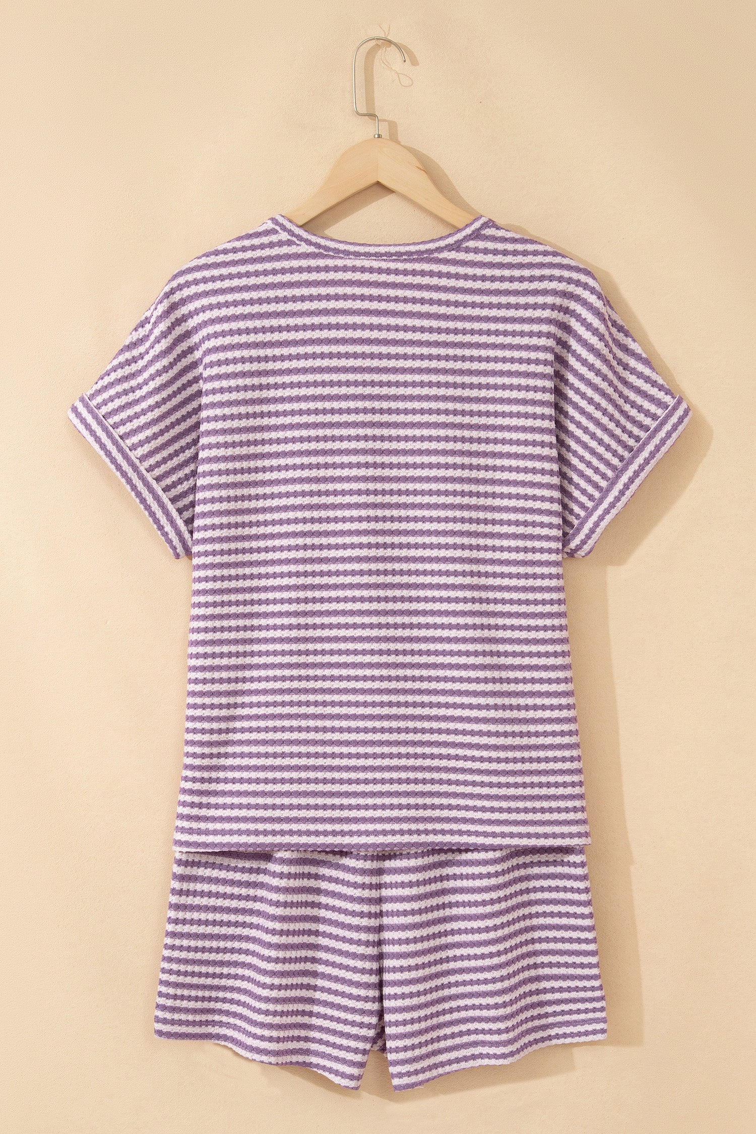 Stripe Textured Knit Top & Short Set