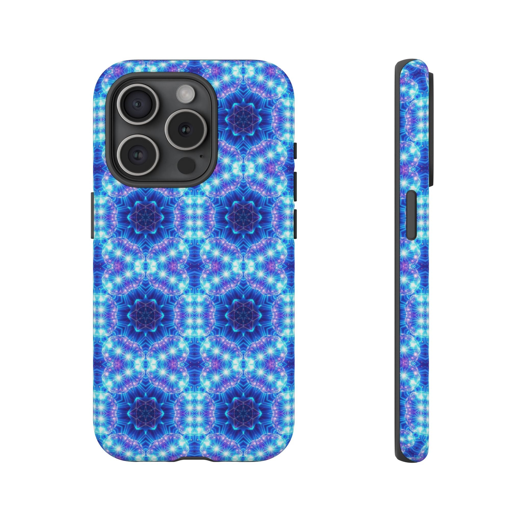 Blue Mandalas with Neon Lights Tough Phone Cases