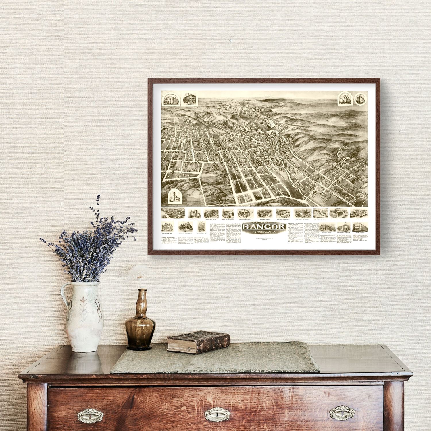 Vintage Map of Bangor, Pennsylvania 1918