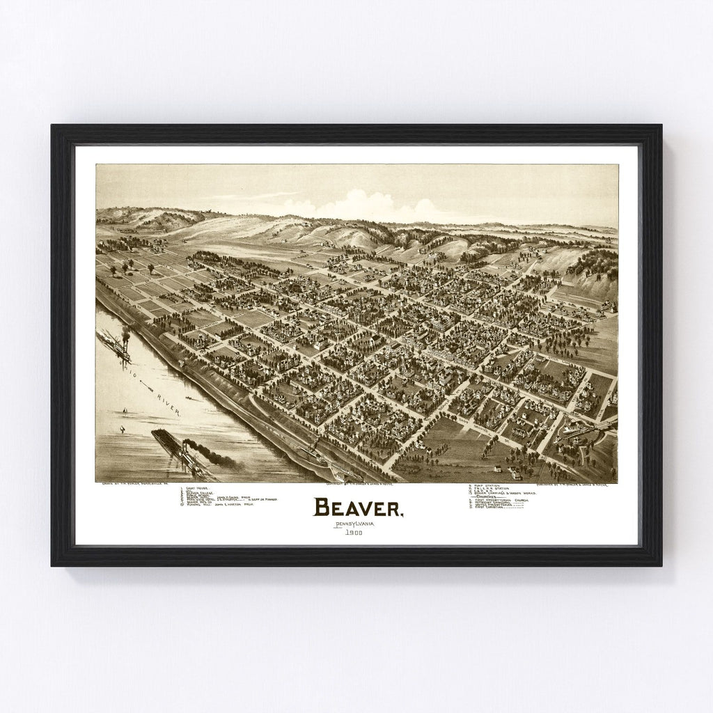 Vintage Map of Beaver, Pennsylvania 1900