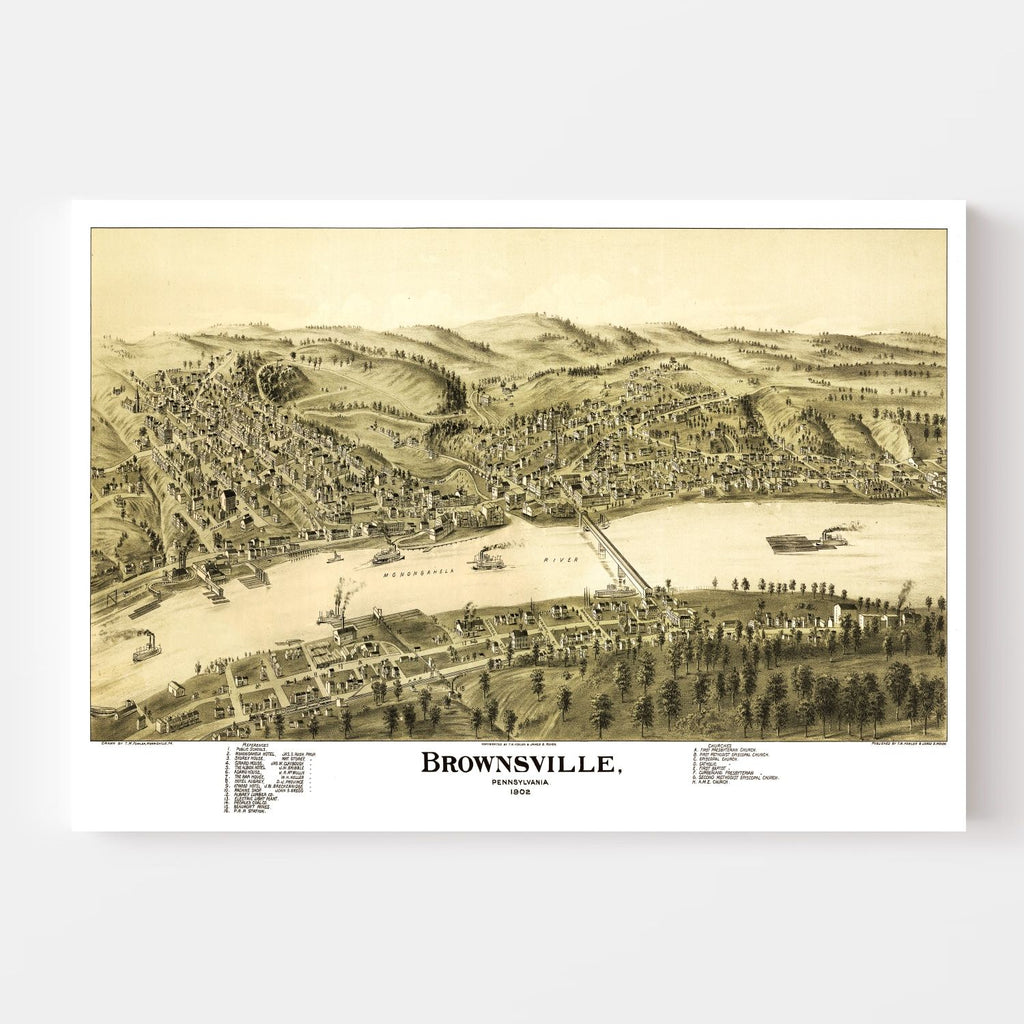 Vintage Map of Brownsville, Pennsylvania 1902