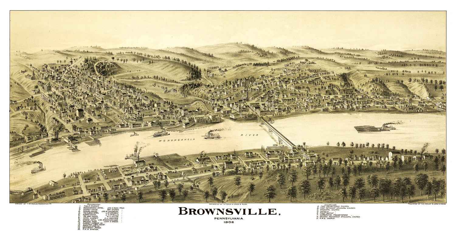 Vintage Map of Brownsville, Pennsylvania 1902