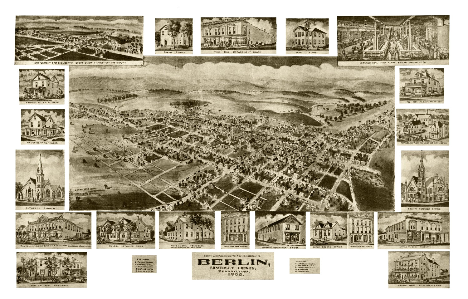 Vintage Map of Berlin, Pennsylvania 1905