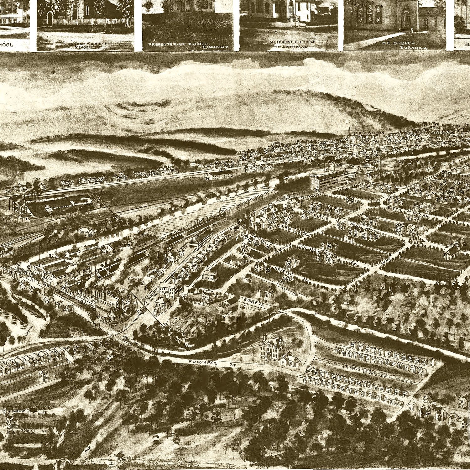 Vintage Map of Burnham, Pennsylvania 1906