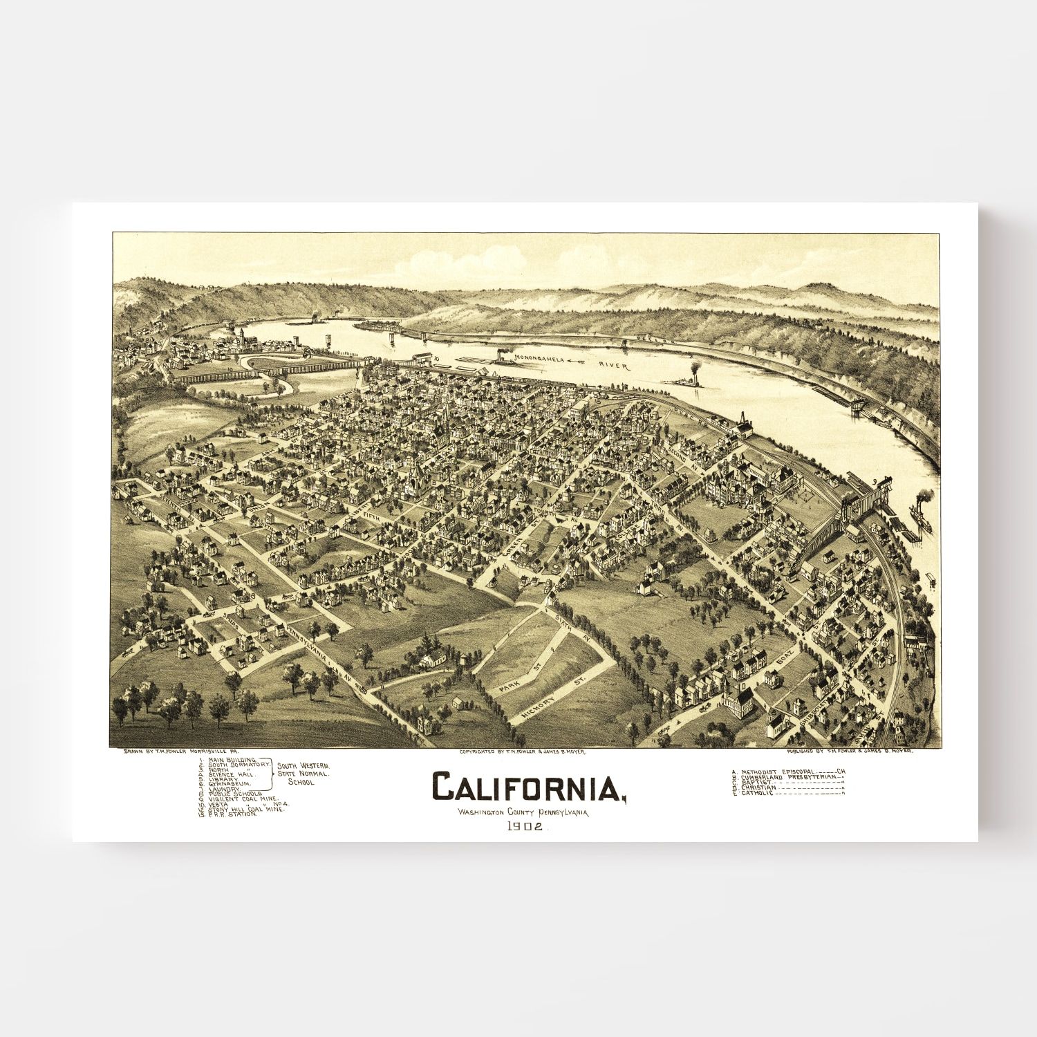 Vintage Map of California, Pennsylvania 1902