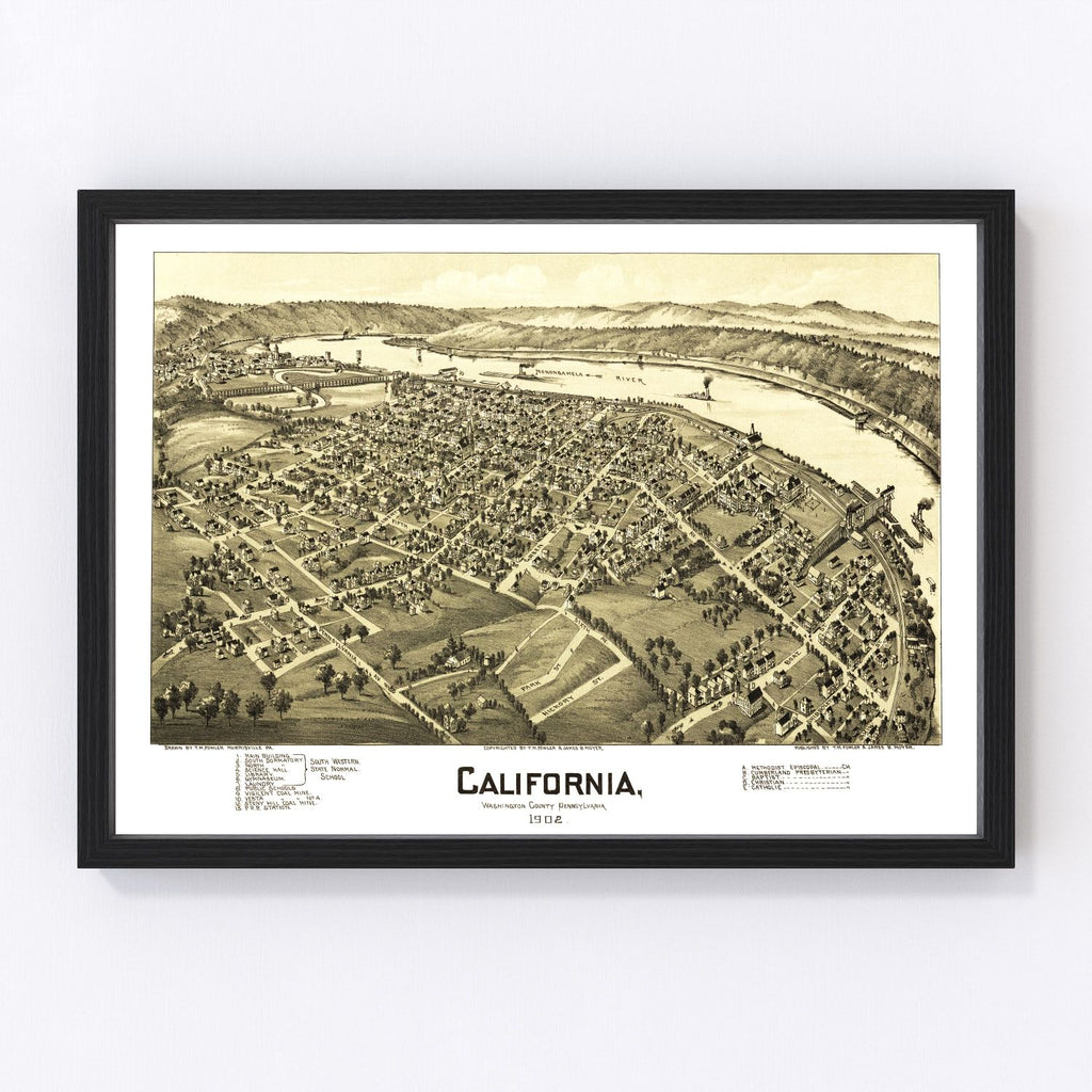 Vintage Map of California, Pennsylvania 1902