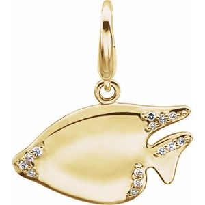 14K Yellow Gold .06 CTW Natural Diamond Sunfish Charm/Pendant – image 3