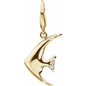 14K Yellow Gold .03 CTW Natural Diamond Angelfish Charm/Pendant – image 3
