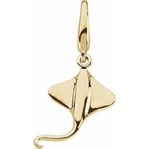 14K Yellow Gold 17 mm Stingray Charm/Pendant