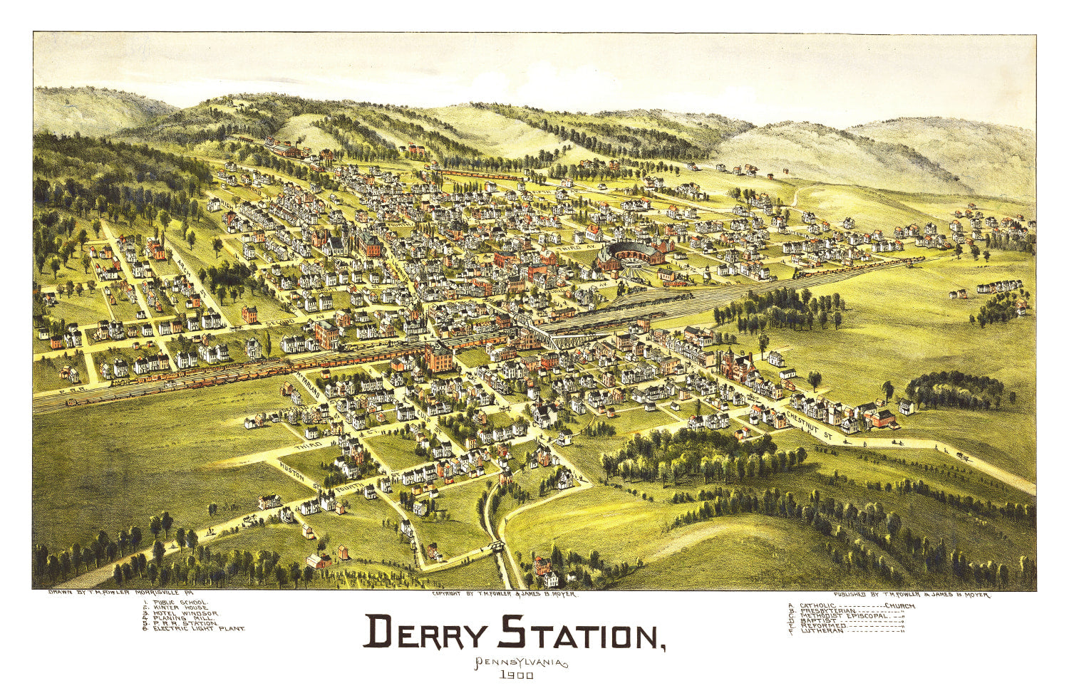 Vintage Map of Derry Station, Pennsylvania 1900