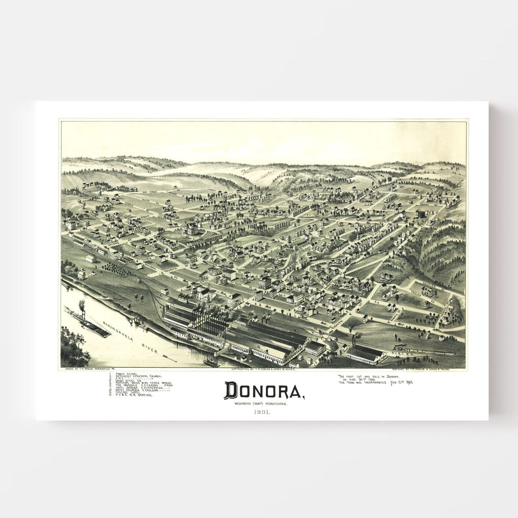 Vintage Map of Donora, Pennsylvania 1901