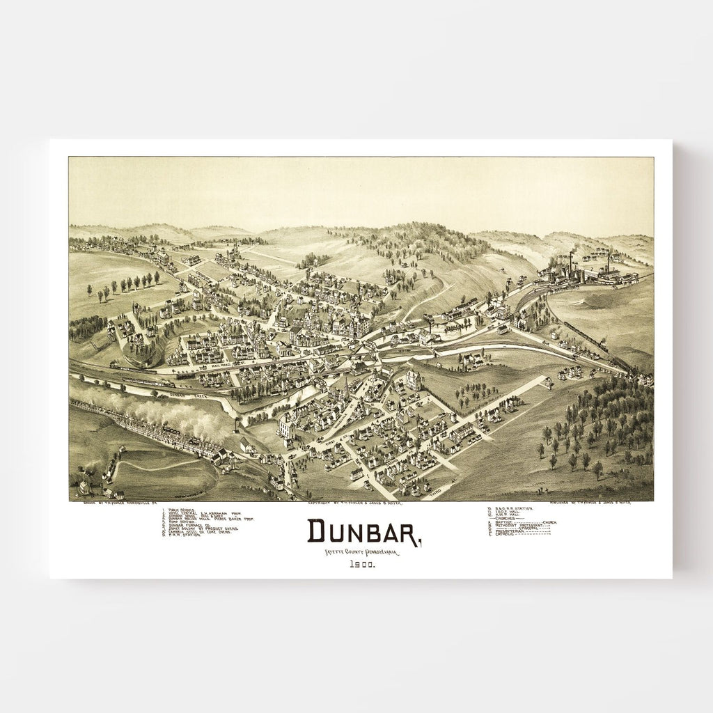 Vintage Map of Dunbar, Pennsylvania 1900