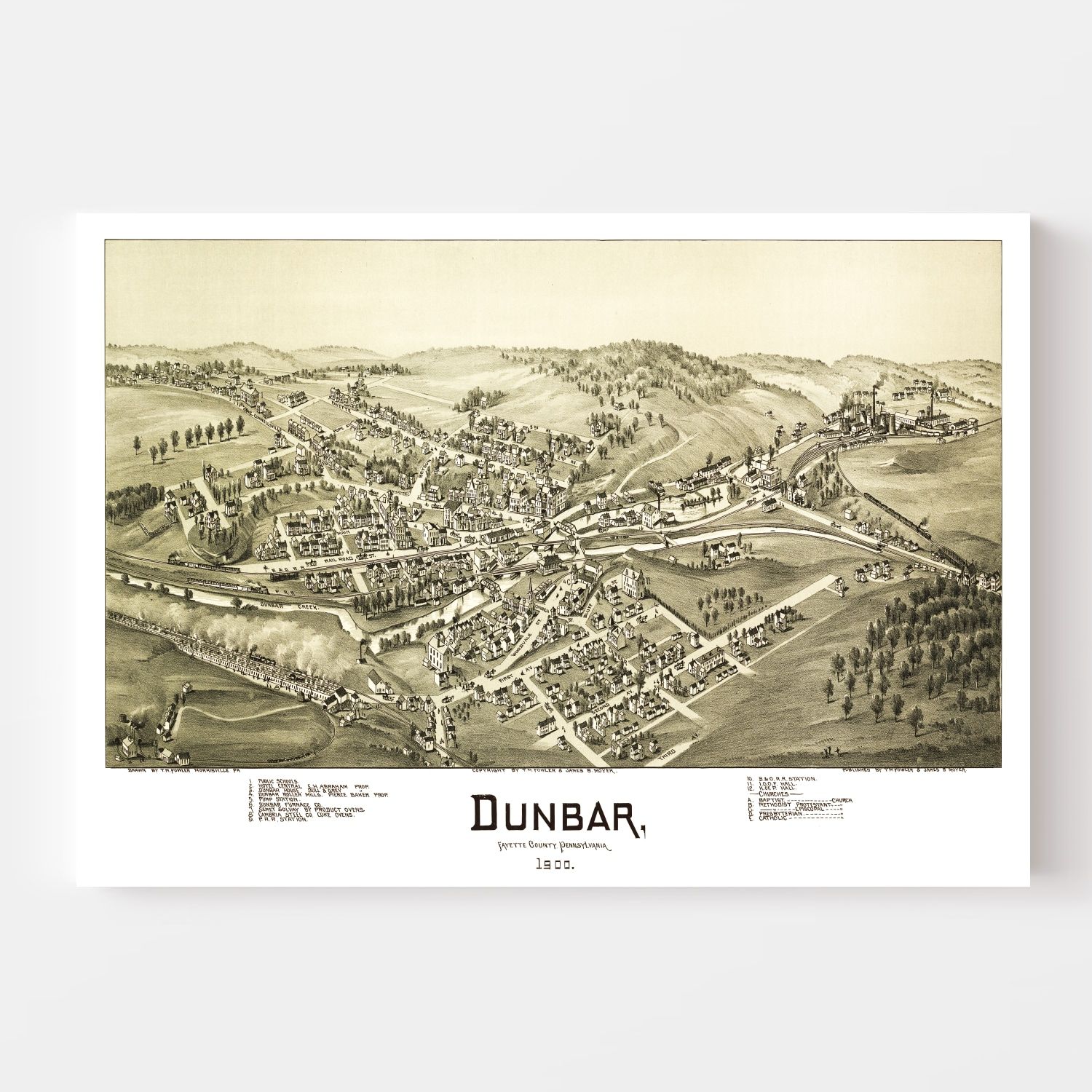 Vintage Map of Dunbar, Pennsylvania 1900