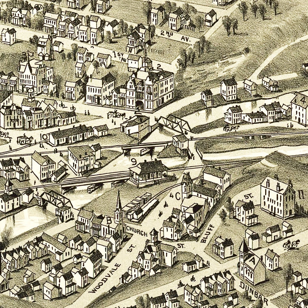Vintage Map of Dunbar, Pennsylvania 1900