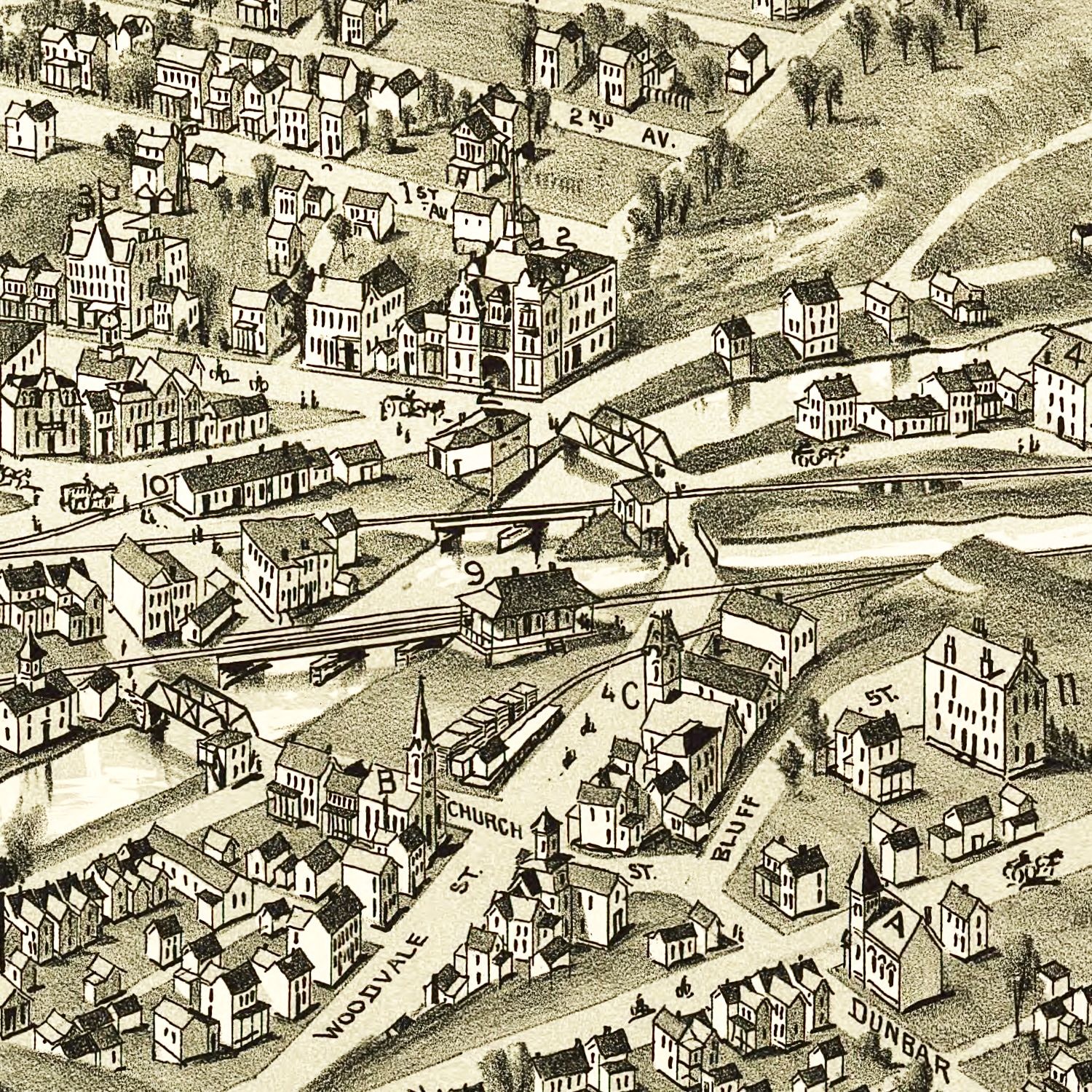 Vintage Map of Dunbar, Pennsylvania 1900