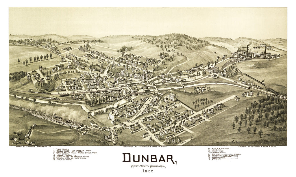 Vintage Map of Dunbar, Pennsylvania 1900