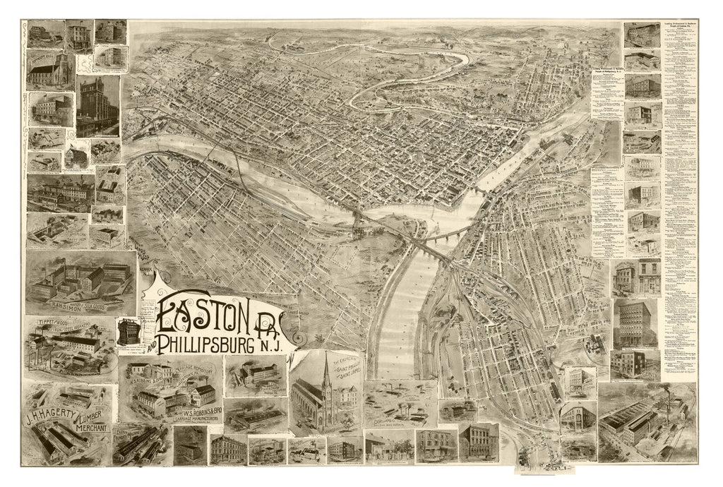 Vintage Map of Easton, Pennsylvania 1900