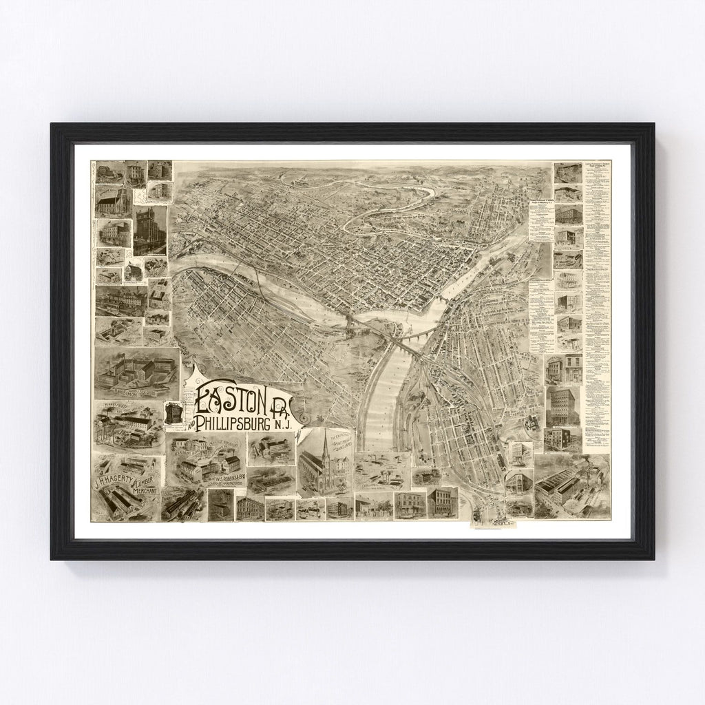 Vintage Map of Easton, Pennsylvania 1900