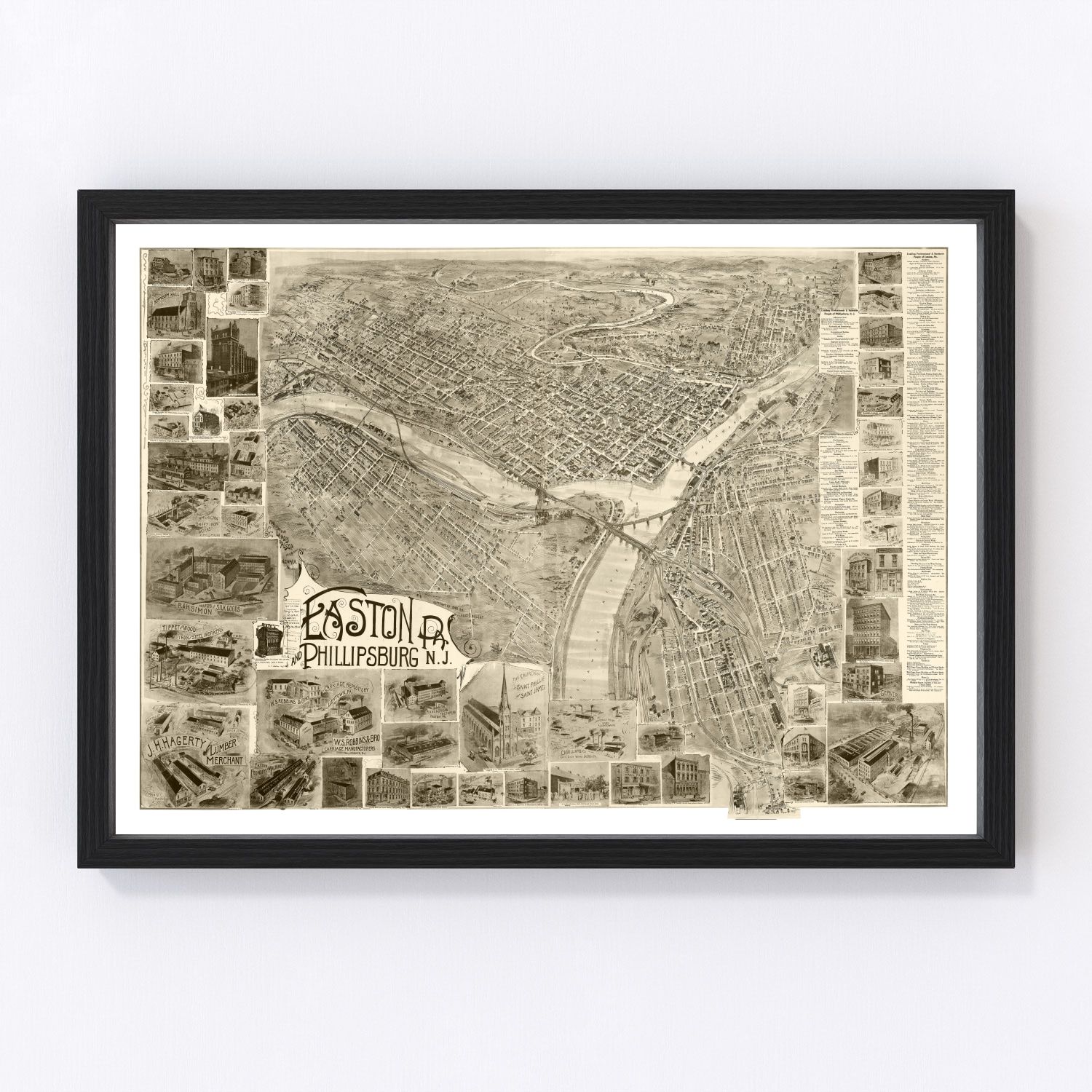 Vintage Map of Easton, Pennsylvania 1900