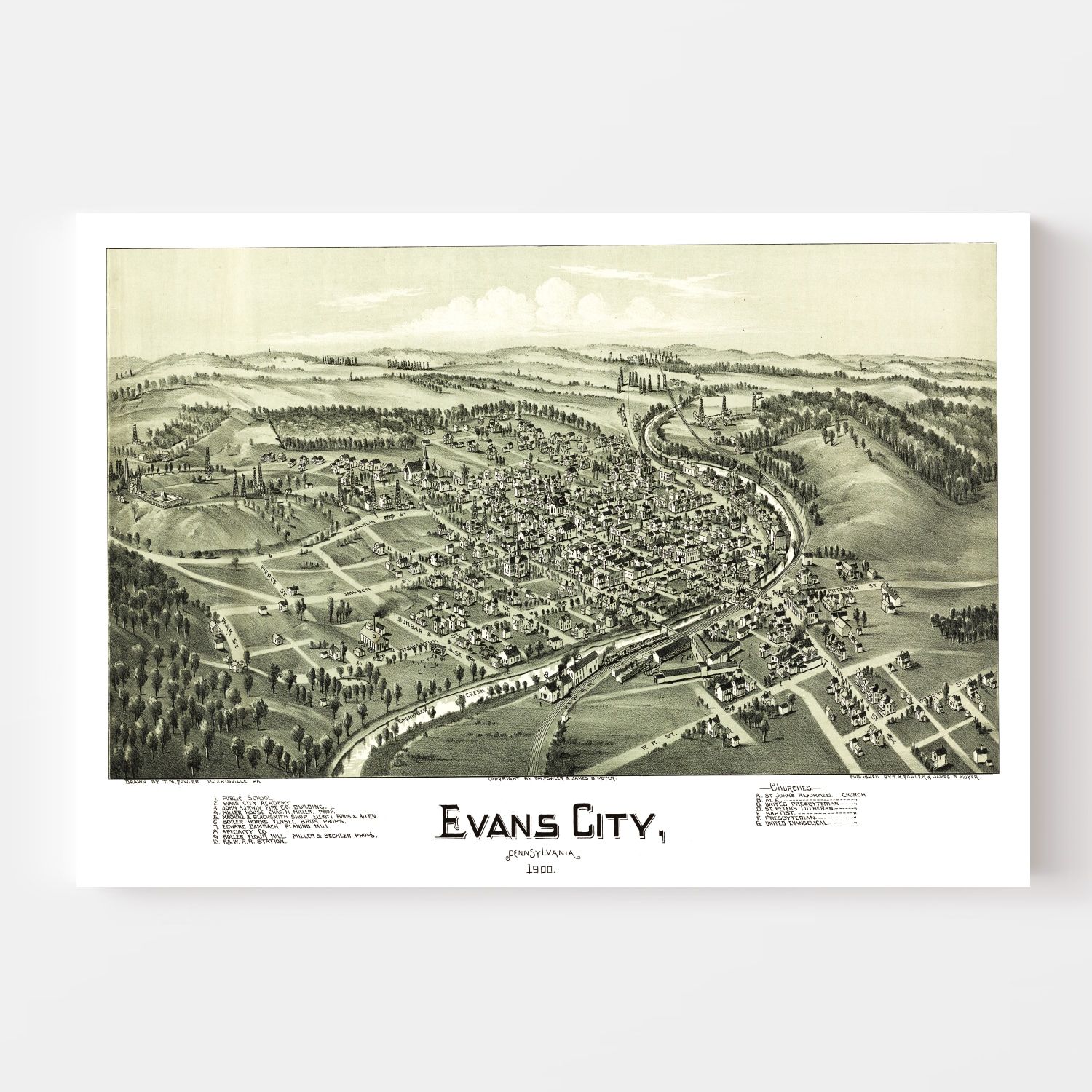Vintage Map of Evans City, Pennsylvania 1900