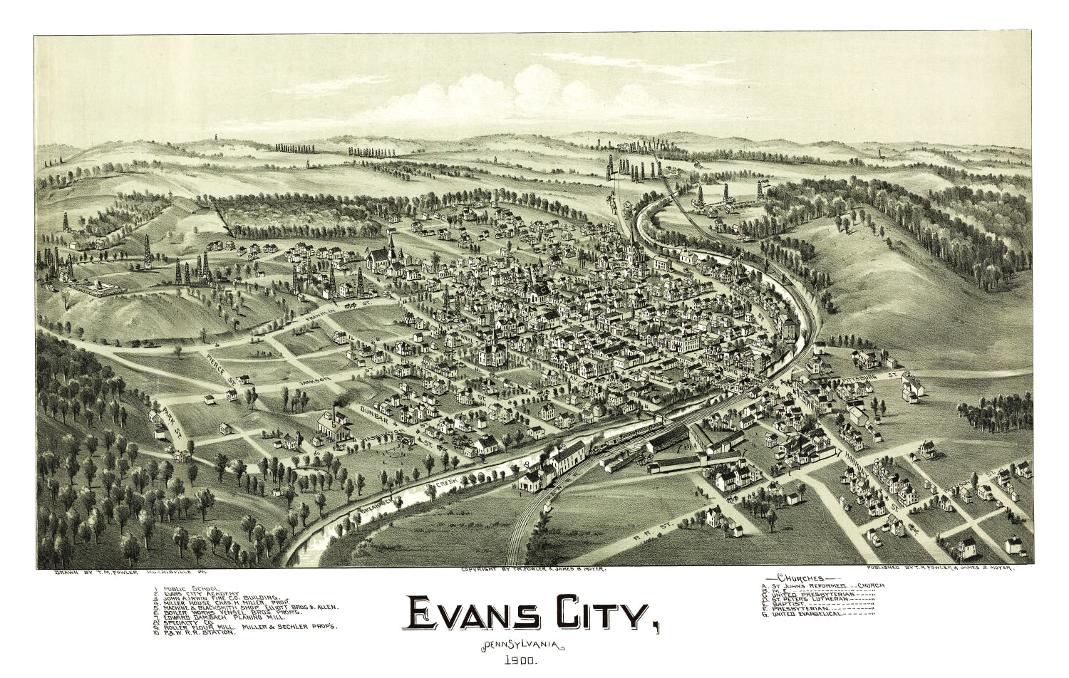 Vintage Map of Evans City, Pennsylvania 1900