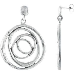 Sterling Silver & 14K White Gold 3/8 CTW Natural Diamond Circle Earrings