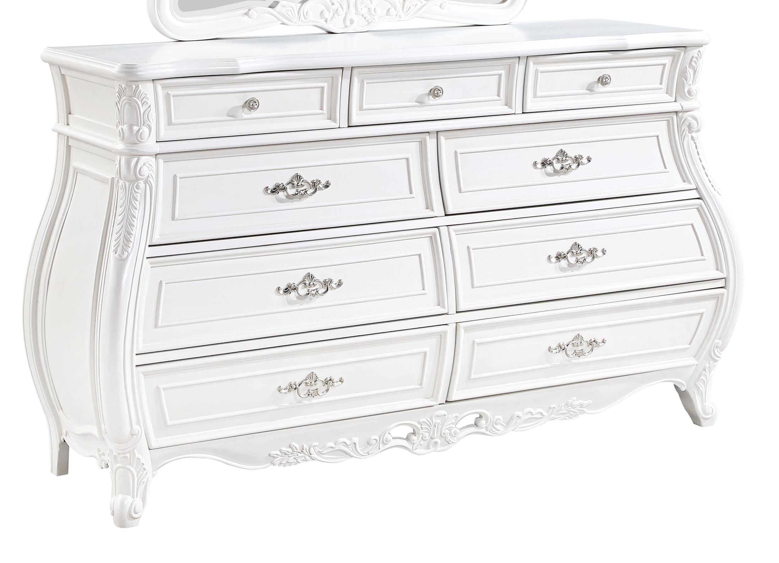 Opulence Modern Style 4 Pc King Bedroom Set Made with Wood in Pearl White