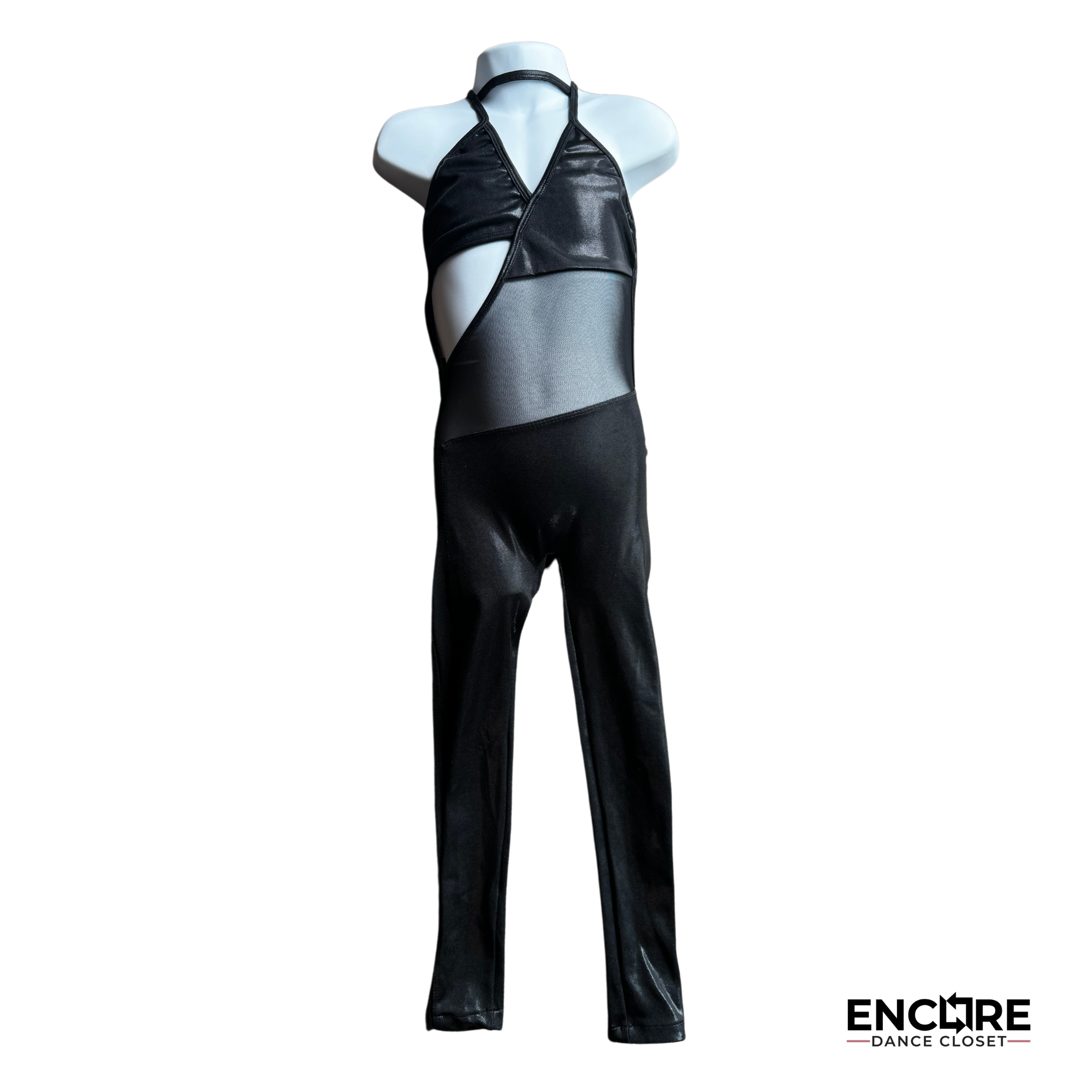 Bold and Edgy Black Unitard with Asymmetrical Design
