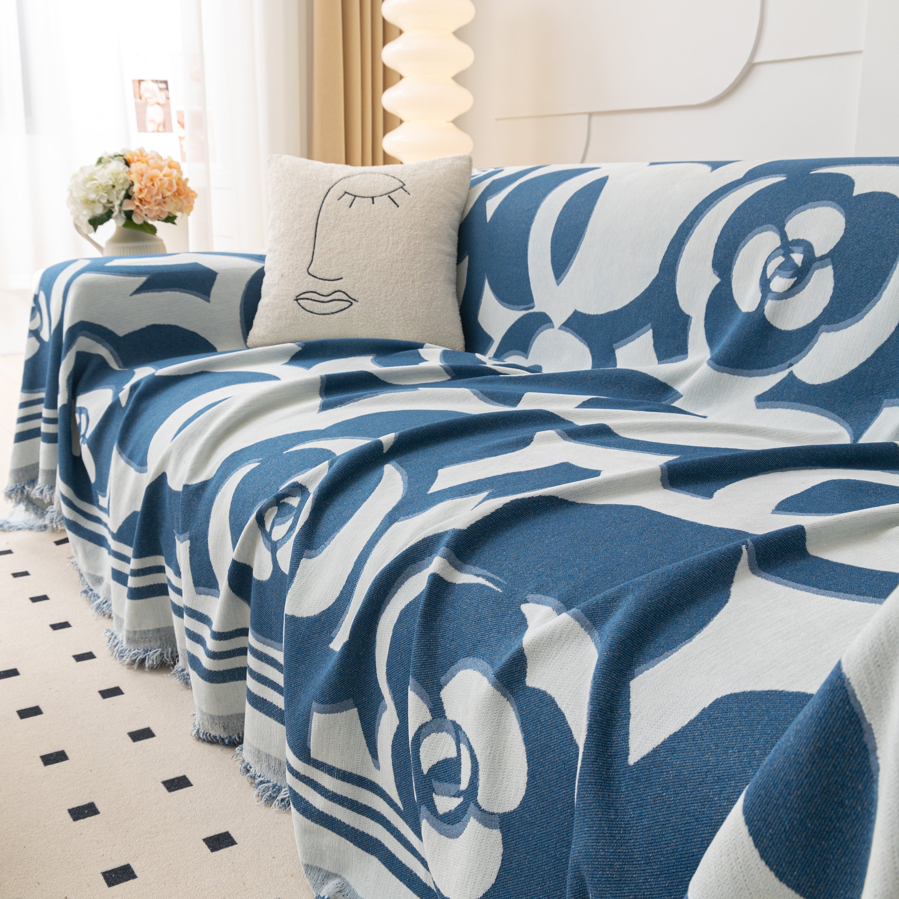 Chenille Sofa Cover Blanket, Couch Cover Blanket Throws for Couches Living Room Furniture Throw Covers