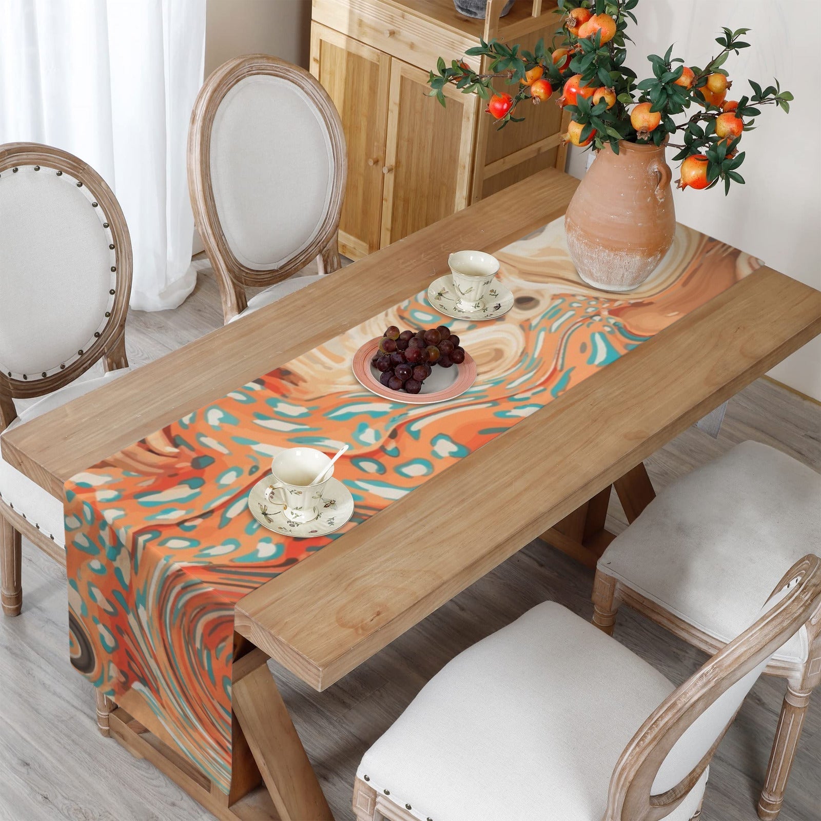 Orange Marble Table Runner - 72" x 13" (Made in USA)
