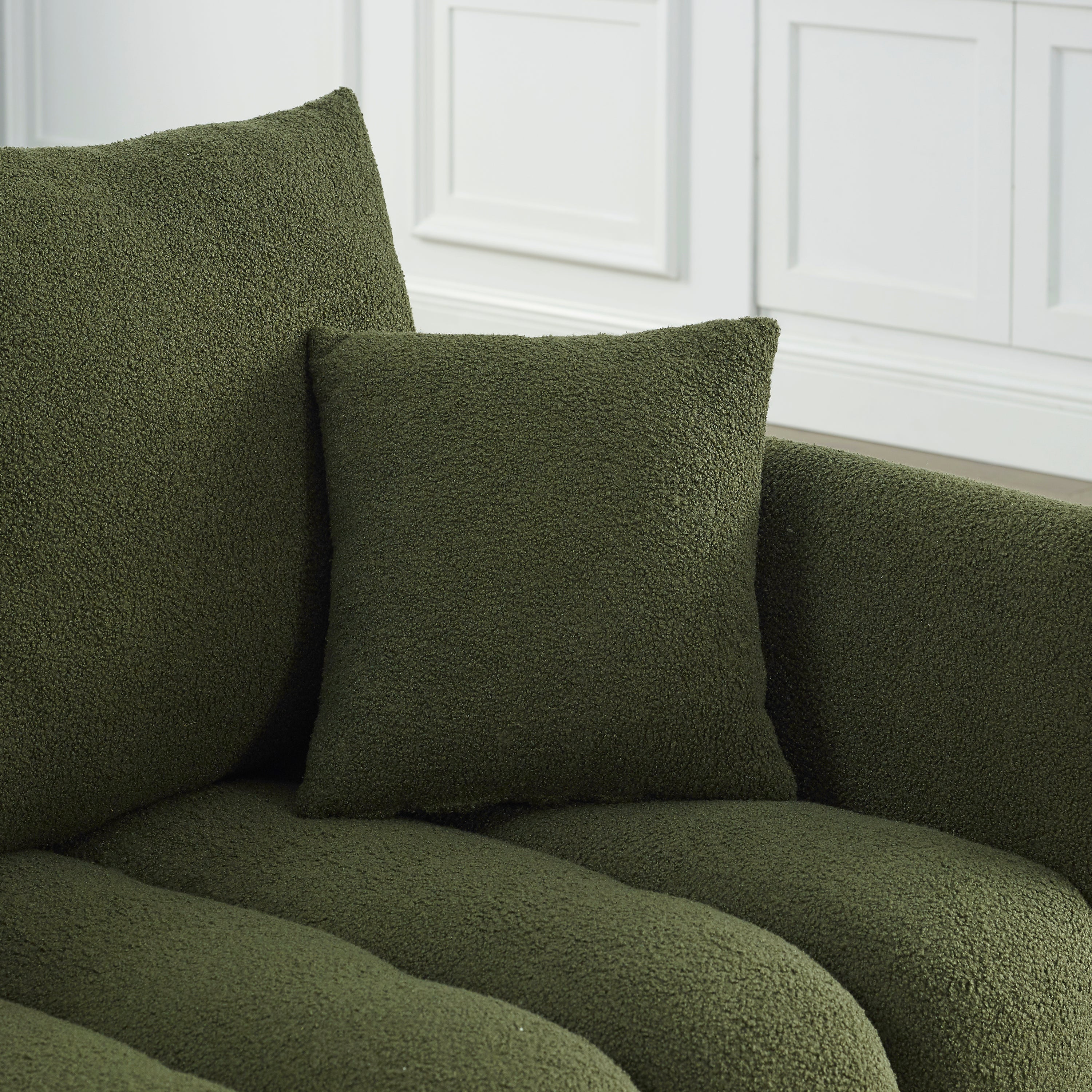 3 Seater + 3 Seater Combo Sofa Modern Living Room Sofa, Teddy Sofa, Wooden Frame, 6 Cushions, Apartment Sofa Furniture