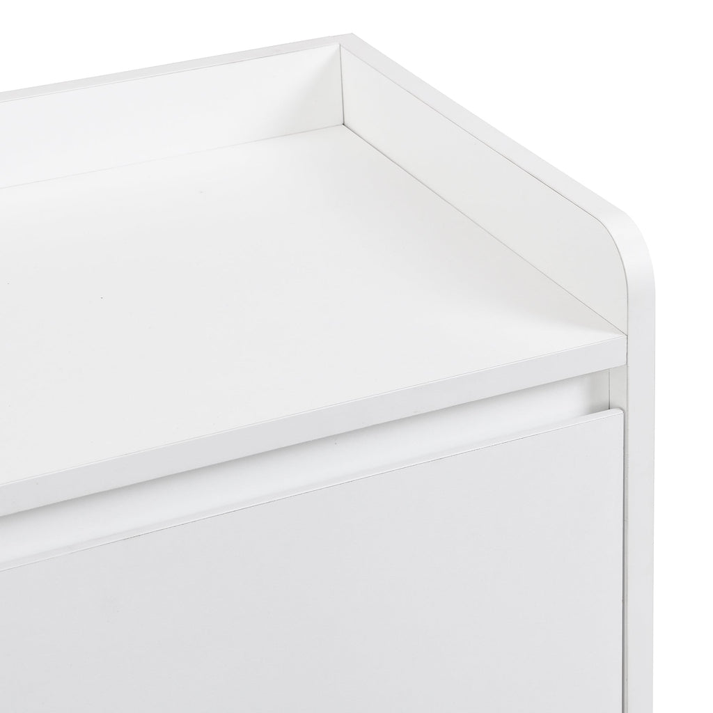 ON-TREND Sleek and Contemporary Shoe Cabinet with Adjustable Shelves, Minimalist Home Organizer with Solid Wood Legs, Storage Sideboard for Entryway, Living Room, White