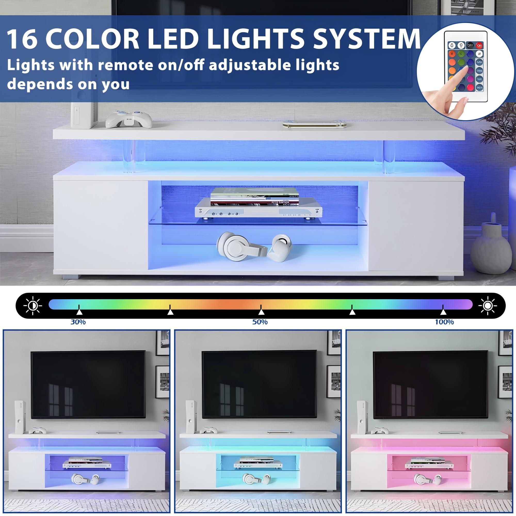 TV Stand for 60 Inch TV LED Gaming Entertainment Center Media Storage Console Table with Large Side Cabinet for Living Room( White)