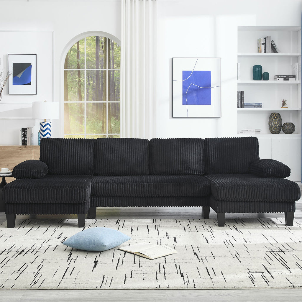 [VIDEO provided][New]U-Shaped Couch with Oversized Seat,4-Seat Sofa  with Double Chaise,Comfortable and spacious indoor furniture for Living Room,Apartment