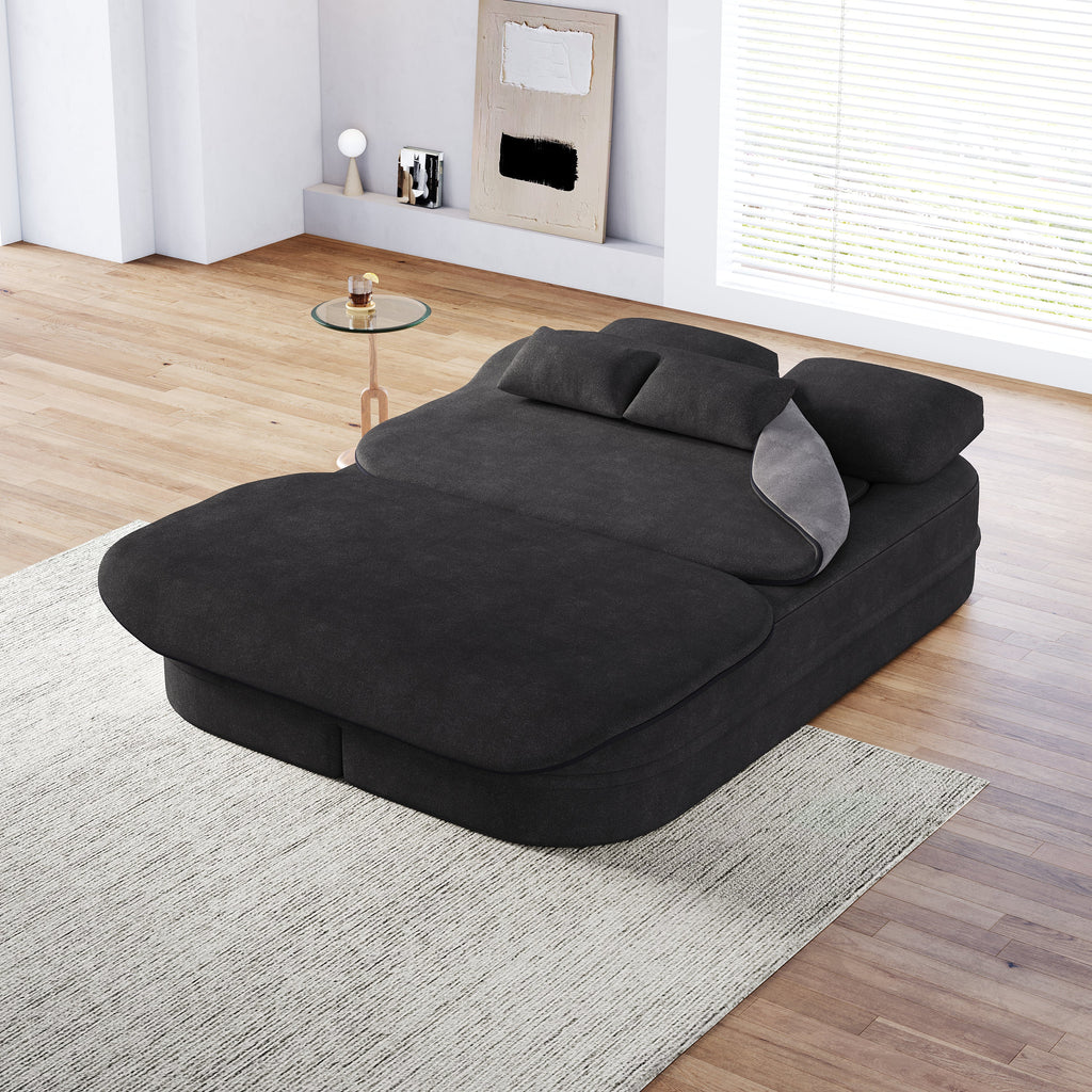 75''2-in-1 Foldable Sofa,Convertible Sleeper Foam Sofa Bed with Multi Functional Blanket, Chenille Floor folding sofa bed,  Floor Sofa Lounge Sofa for Living Room Bedroom Lounge Studio