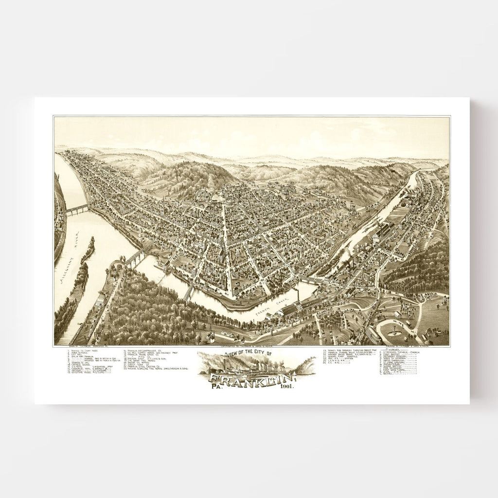 Vintage Map of Franklin, Pennsylvania 1901