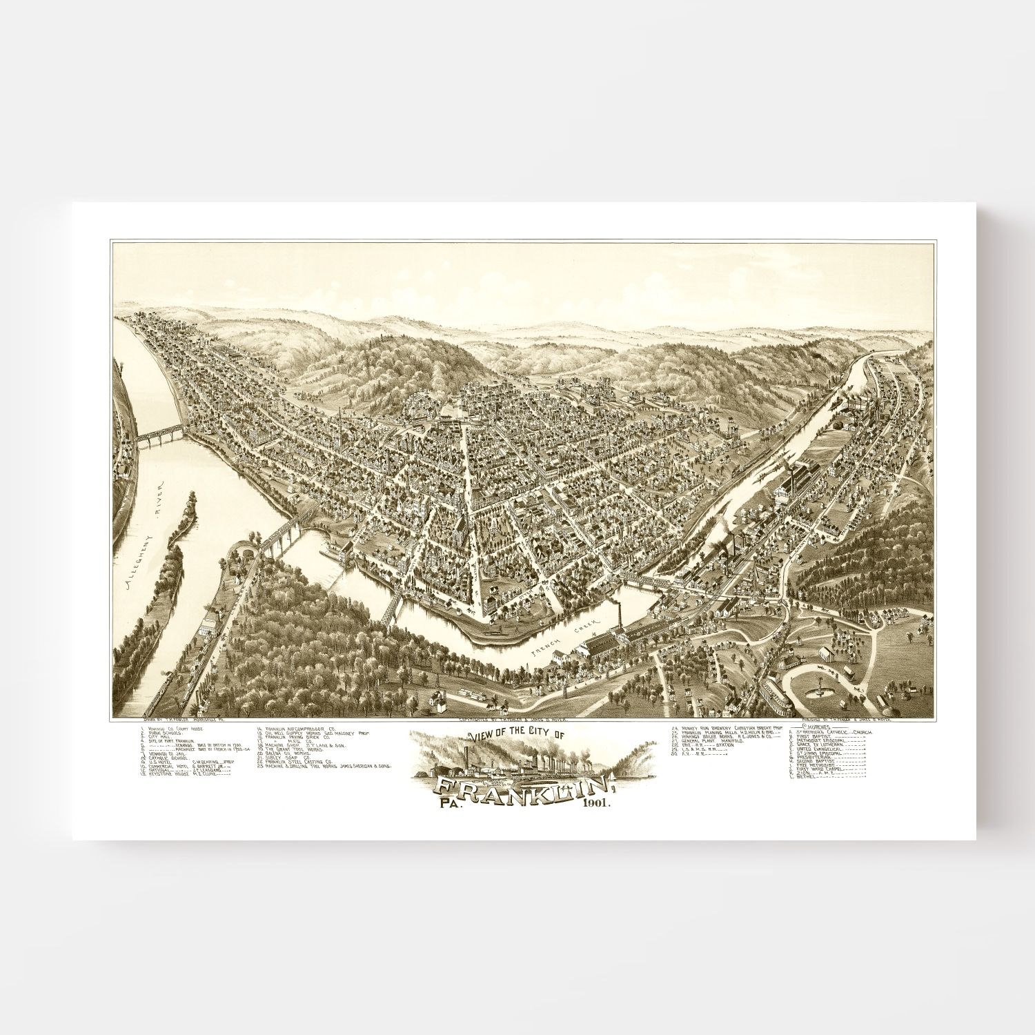 Vintage Map of Franklin, Pennsylvania 1901