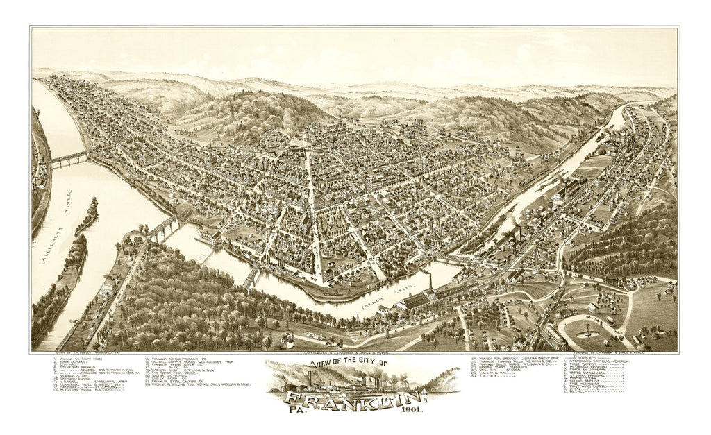 Vintage Map of Franklin, Pennsylvania 1901