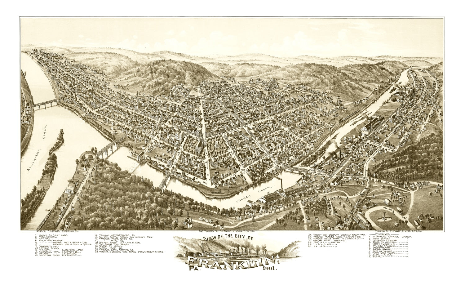 Vintage Map of Franklin, Pennsylvania 1901