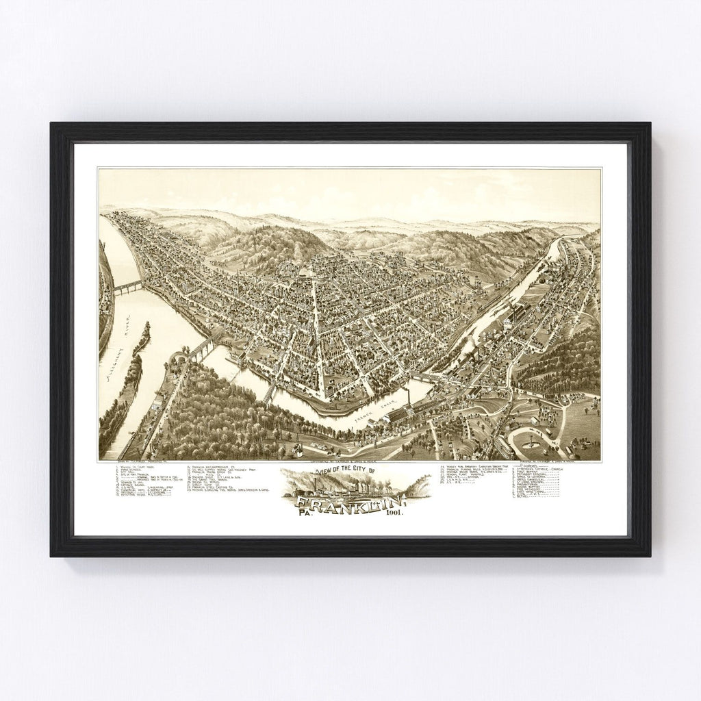 Vintage Map of Franklin, Pennsylvania 1901