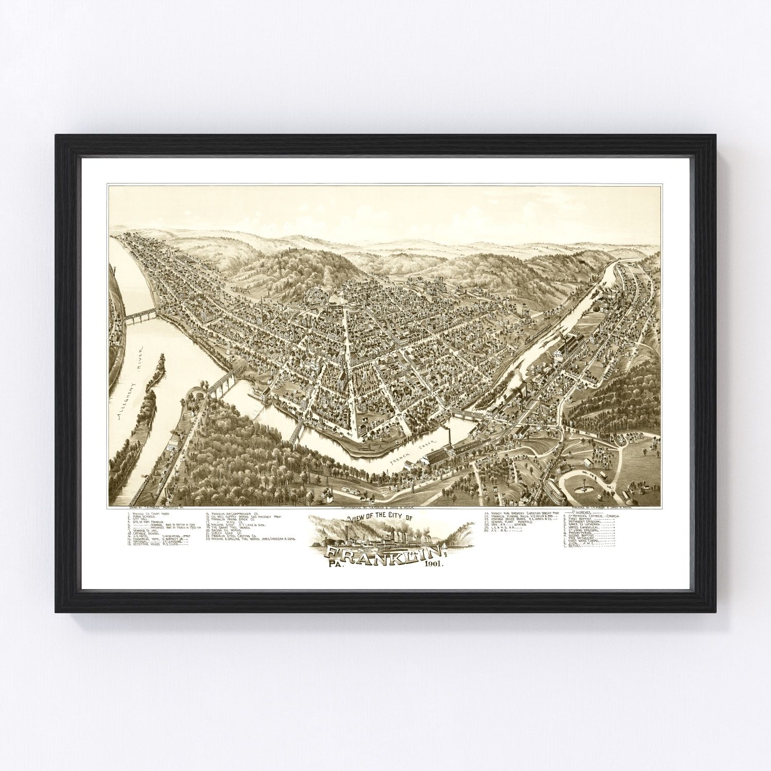 Vintage Map of Franklin, Pennsylvania 1901