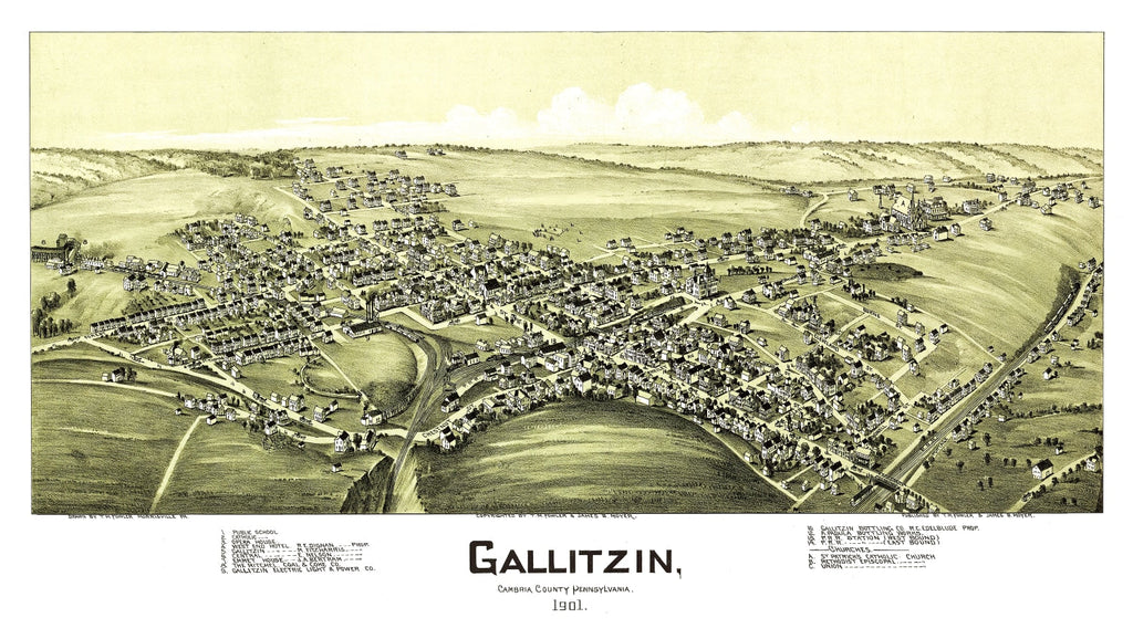 Vintage Map of Gallitzin, Pennsylvania 1901