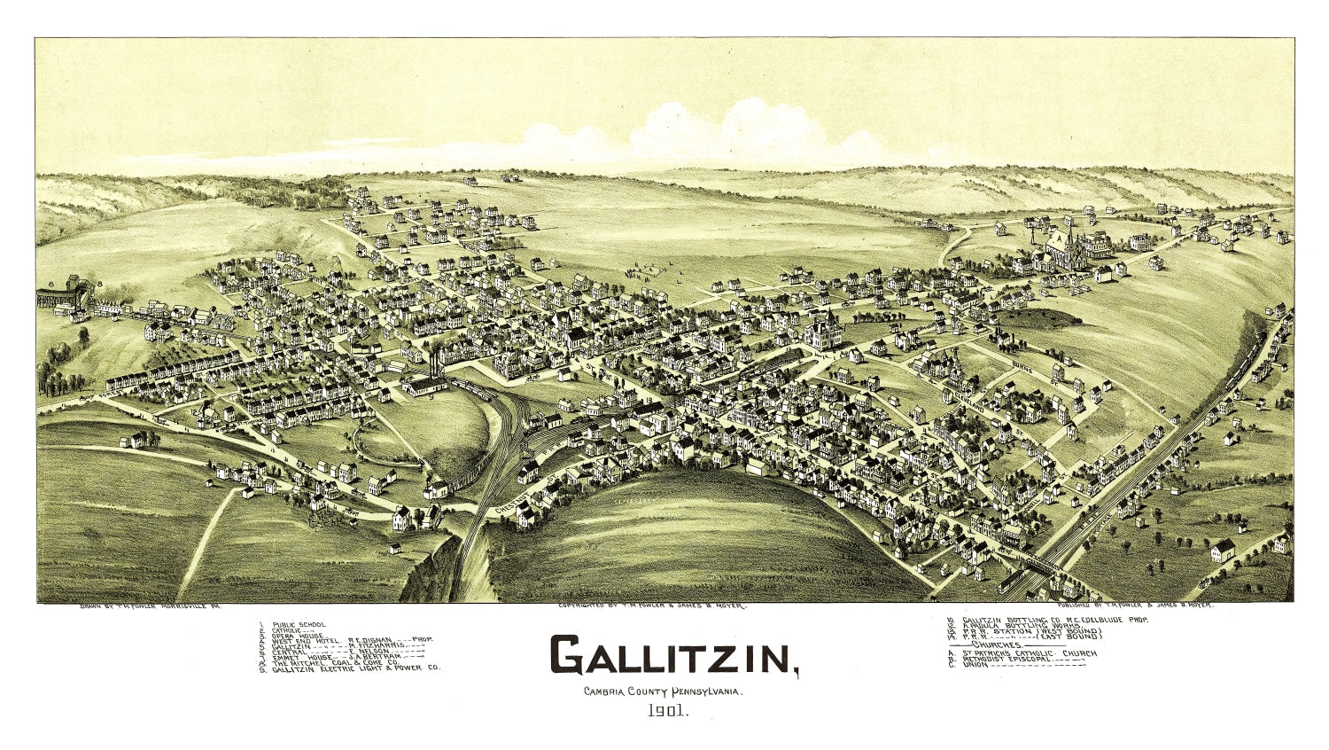 Vintage Map of Gallitzin, Pennsylvania 1901