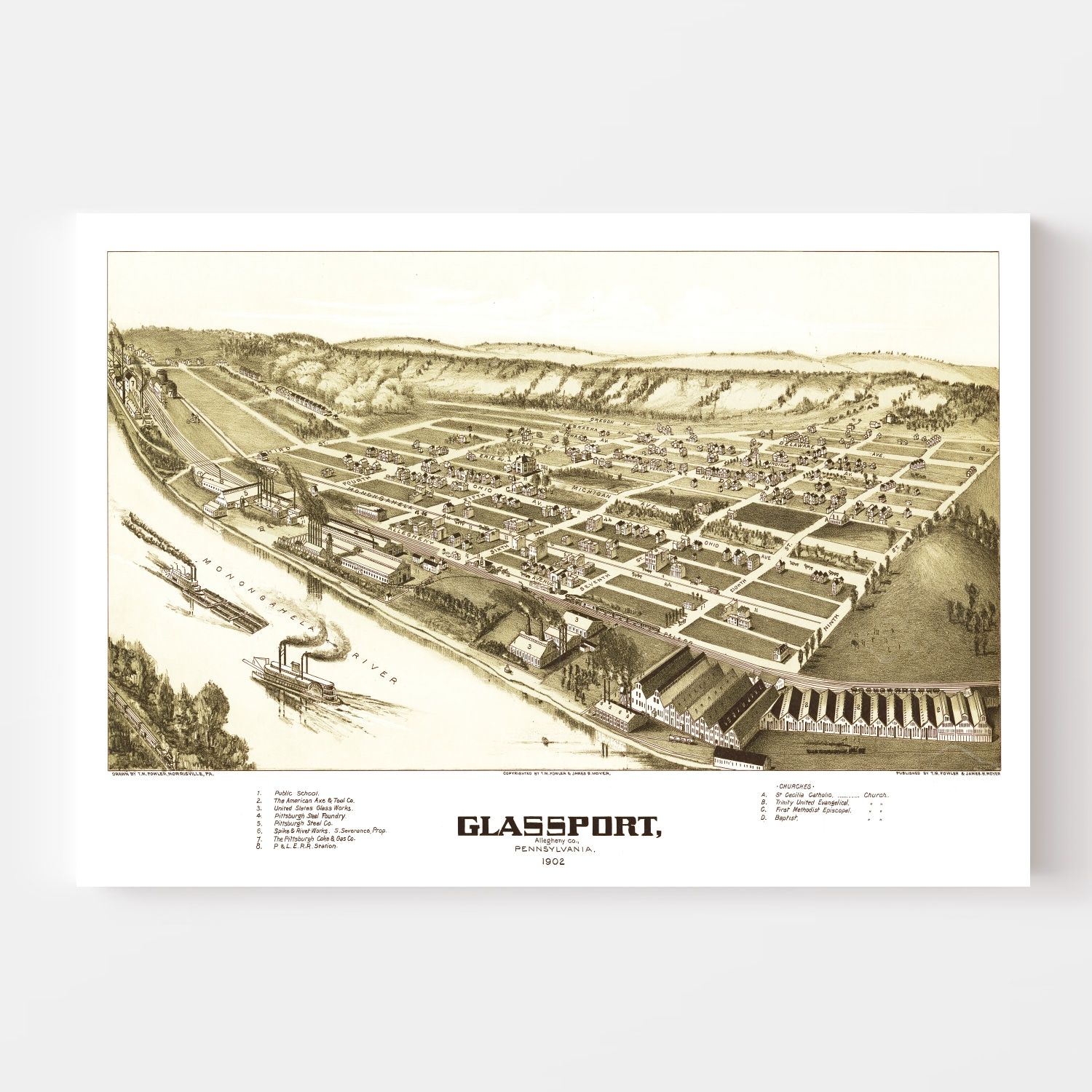 Vintage Map of Glassport, Pennsylvania 1902