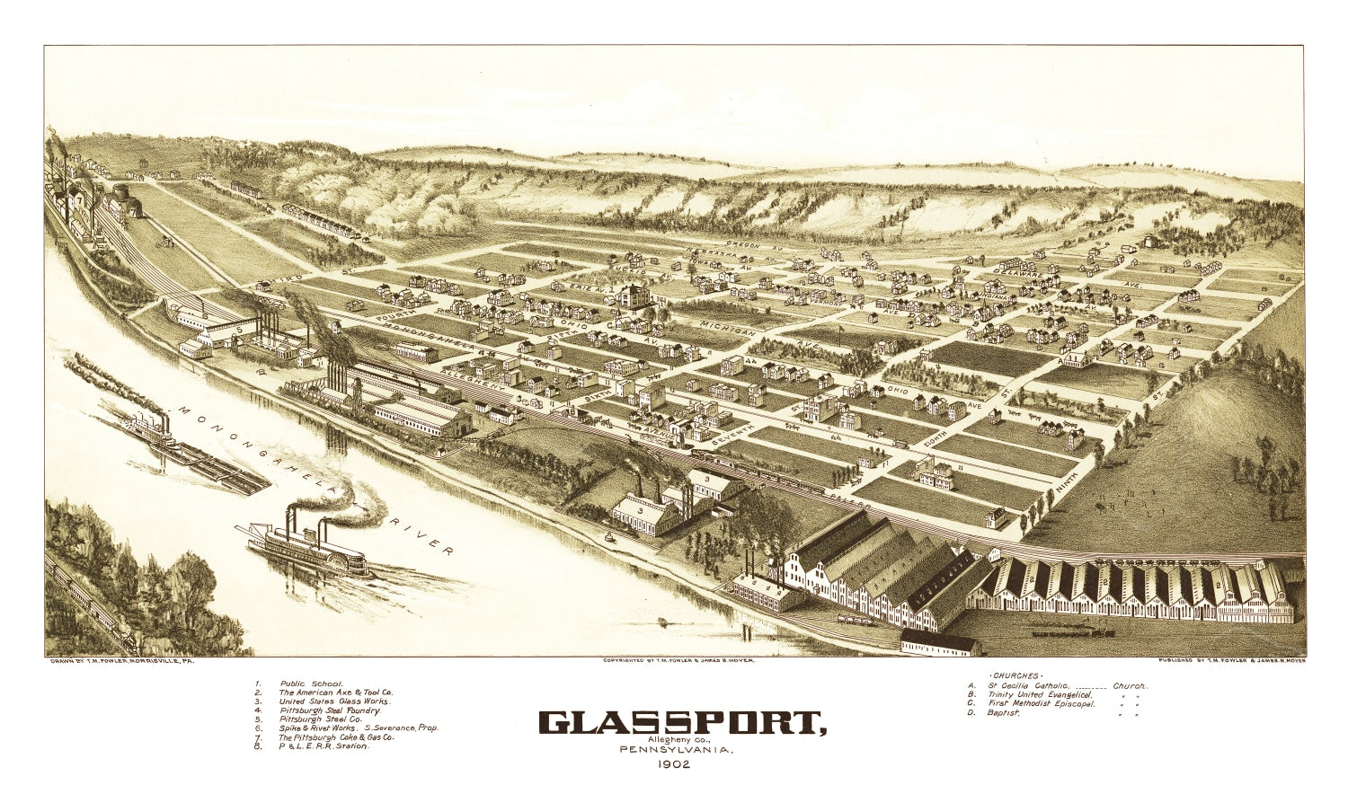 Vintage Map of Glassport, Pennsylvania 1902