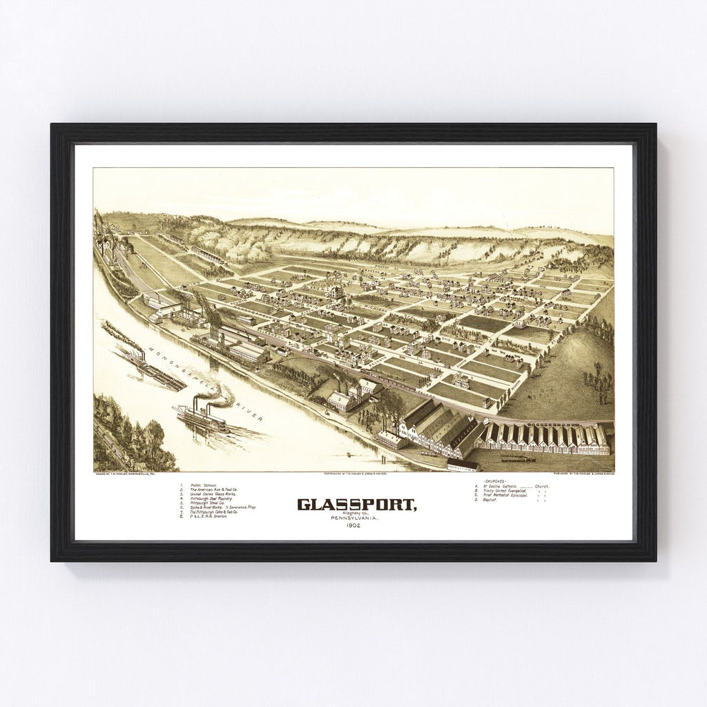 Vintage Map of Glassport, Pennsylvania 1902