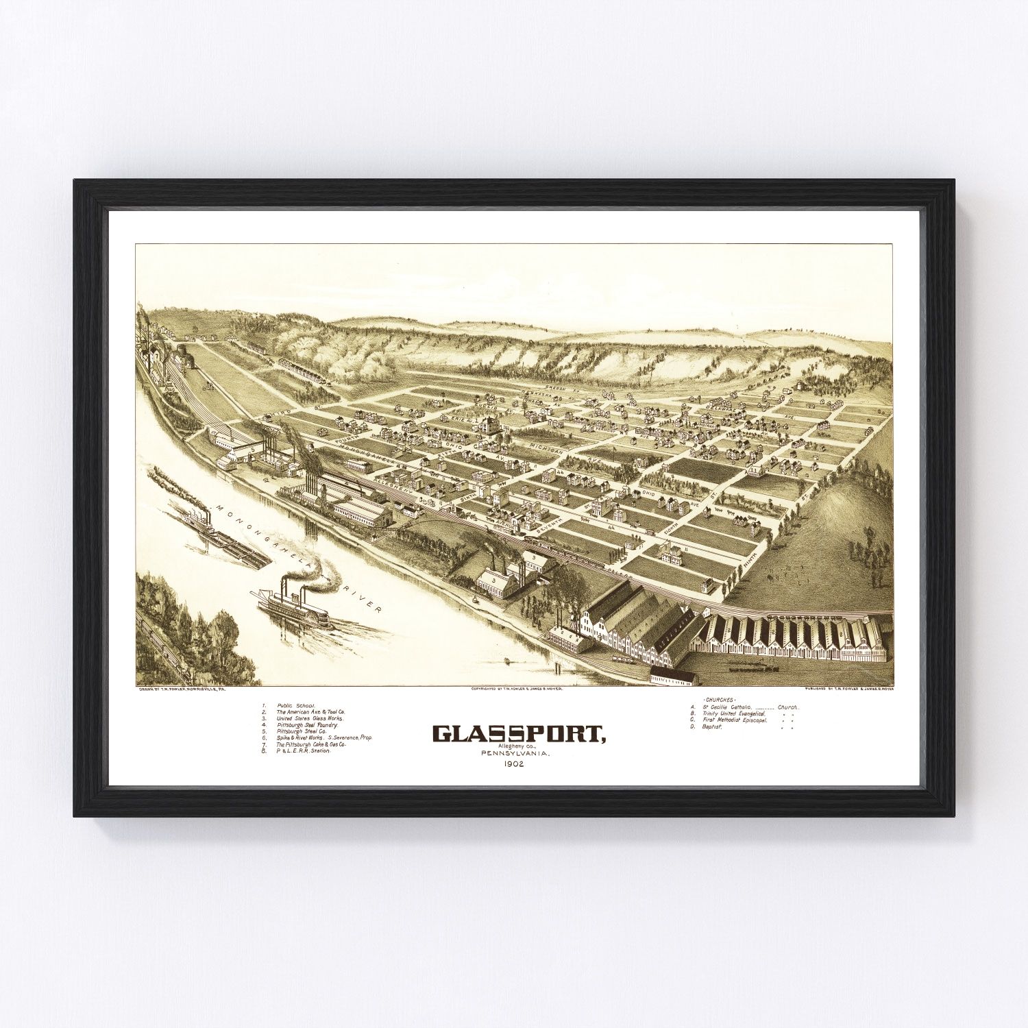Vintage Map of Glassport, Pennsylvania 1902