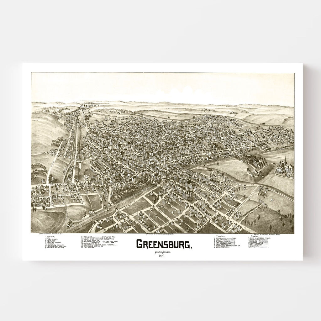 Vintage Map of Greensburg, Pennsylvania 1901