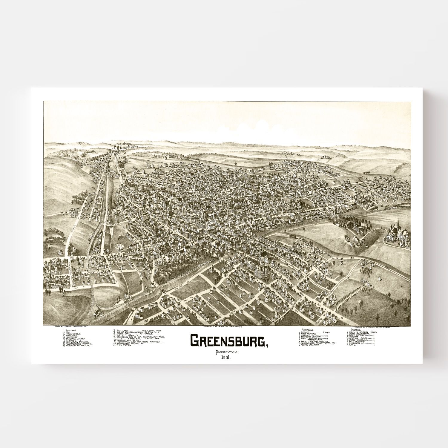 Vintage Map of Greensburg, Pennsylvania 1901