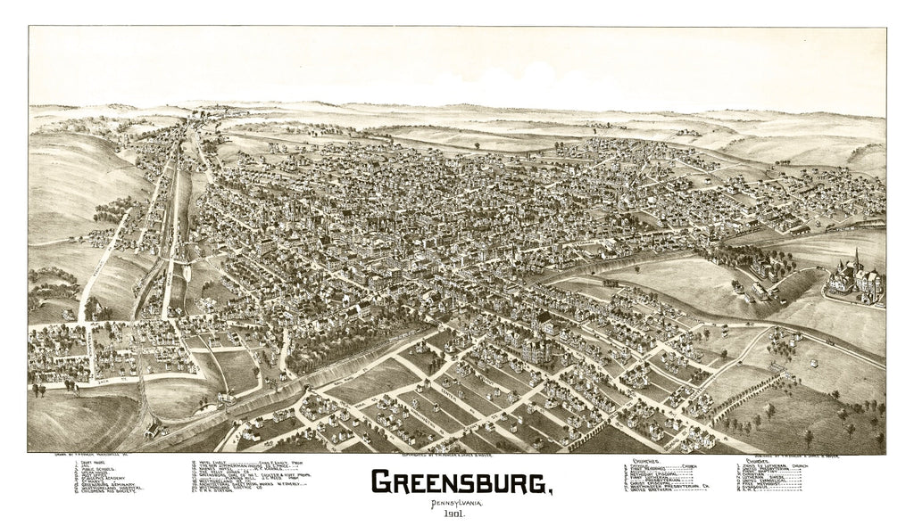 Vintage Map of Greensburg, Pennsylvania 1901